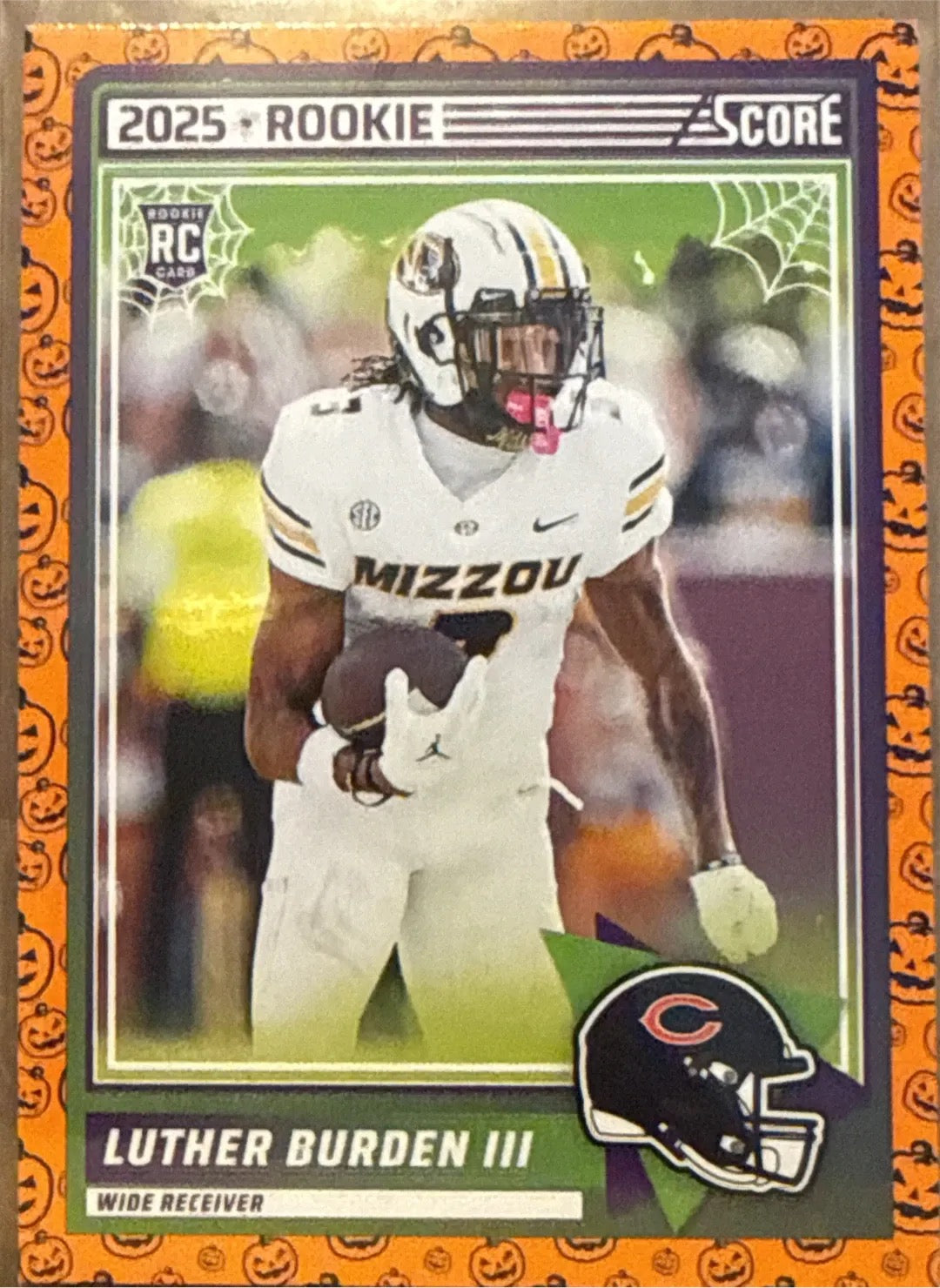 Luther Burden III 2025 Rookie Score-A-Treat Halloween NFL Score Trading Card – Chicago Bears WR
