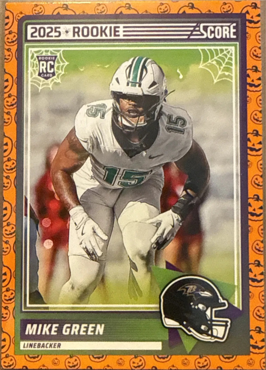 Mike Green 2025 Rookie Score-A-Treat Halloween NFL Score Trading Card – Baltimore Ravens LB